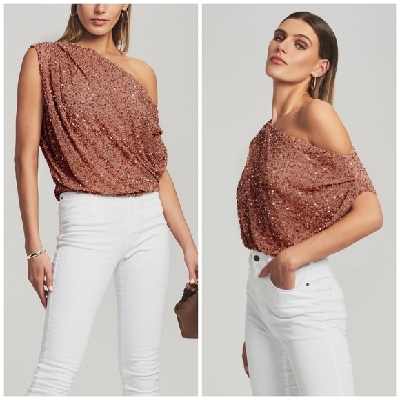 Retrofete Myles Sequin Top in Bronze - Picture 1 of 8